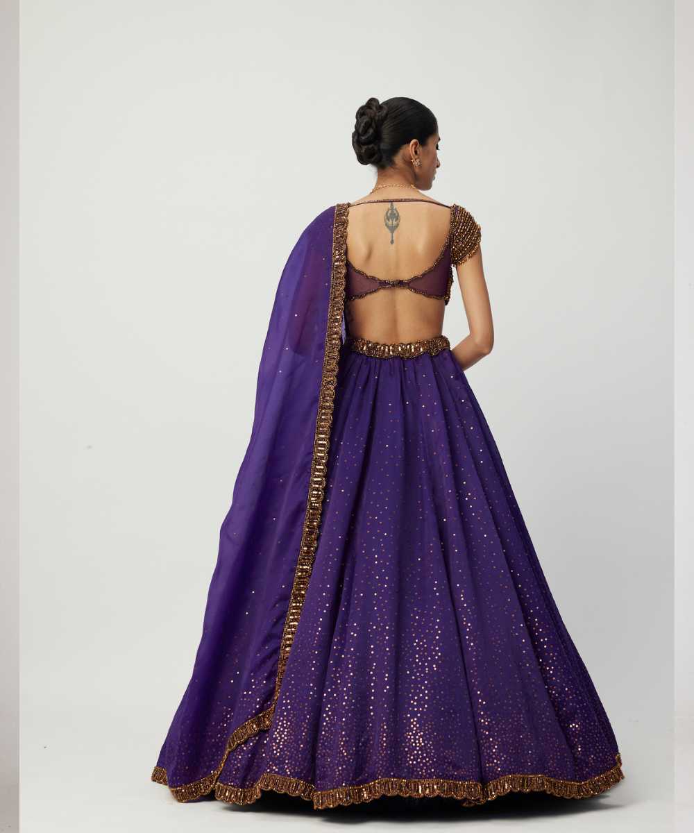 Royalty Purple Sequins Scattered Lehenga Set -  Collection name Maya by Vvani Vats