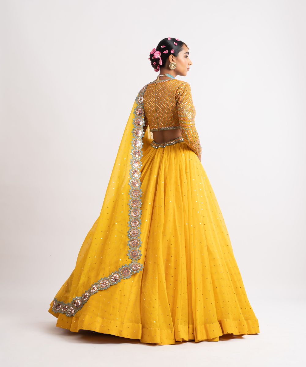 Yellow Silk Organza Lehenga Set - Collection name Rang by Vvani vats