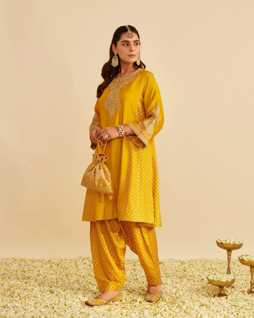 Sheetal Batra - Jeriah Heirloom Mustard Short Chauga With Salwar from Gulbandh