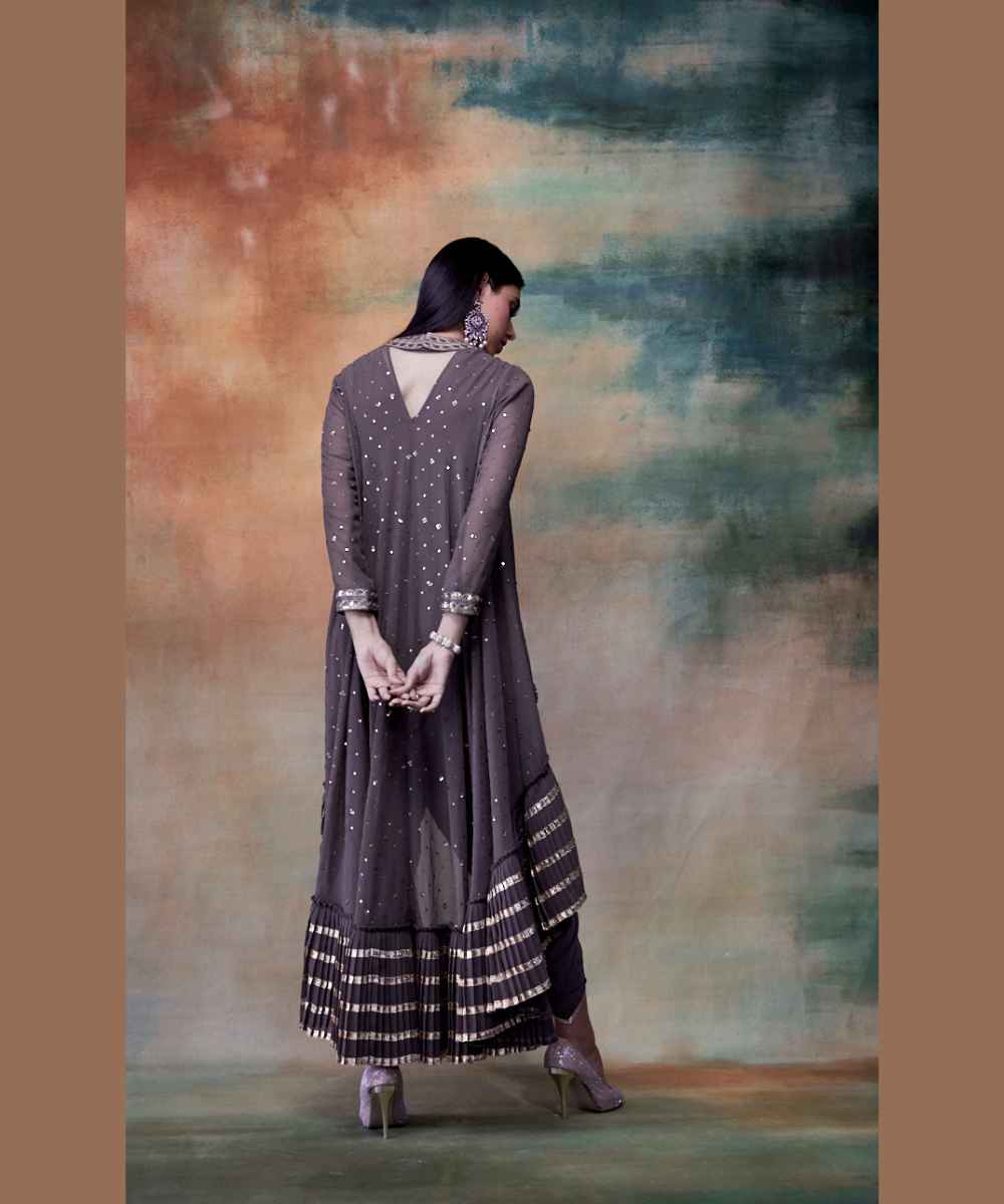 Charcoal grey kurta and dhoti set