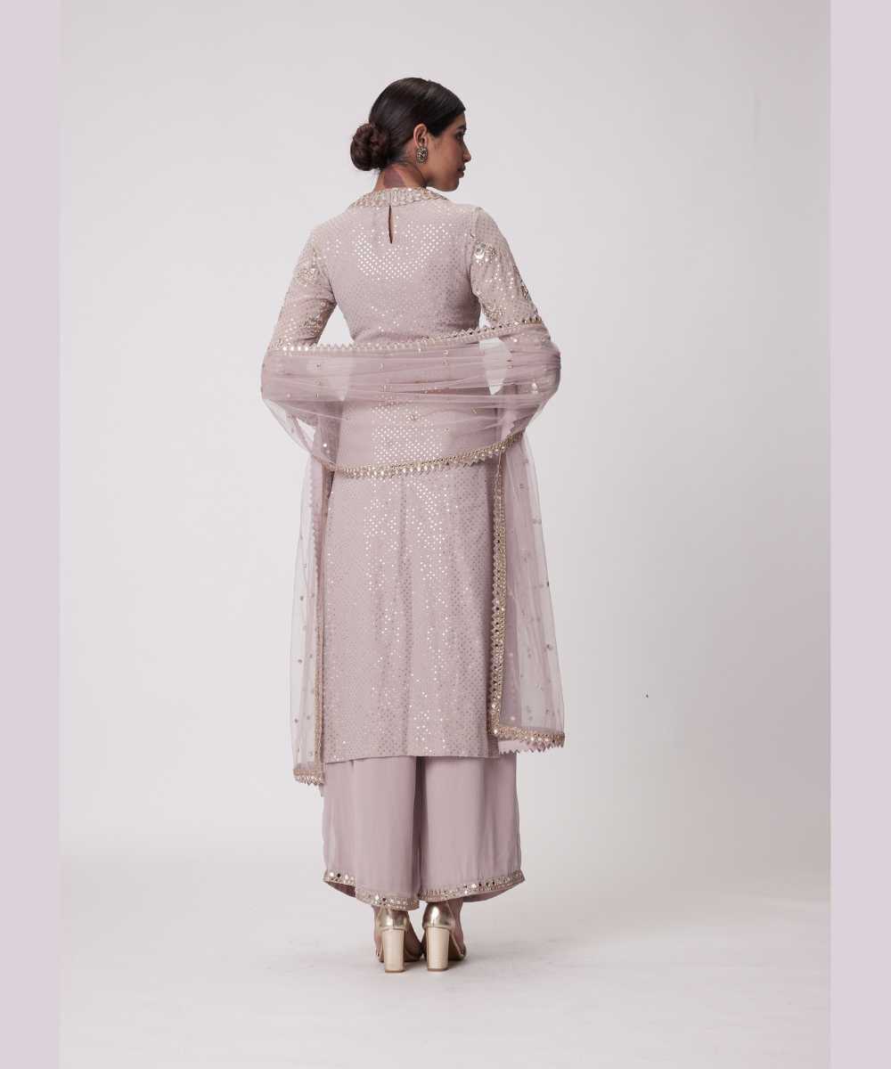 MUD  MAUVE STRAIGHT KURTA SET - Jugmug Bride by Vvani Vats