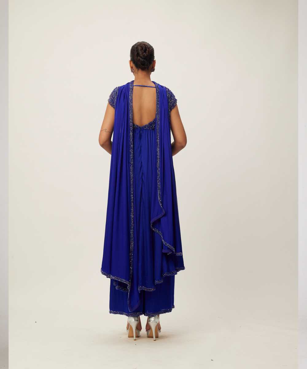 Cocktail Blue Crystal Beaded Kurta Set -  Collection name Maya by Vvani Vats