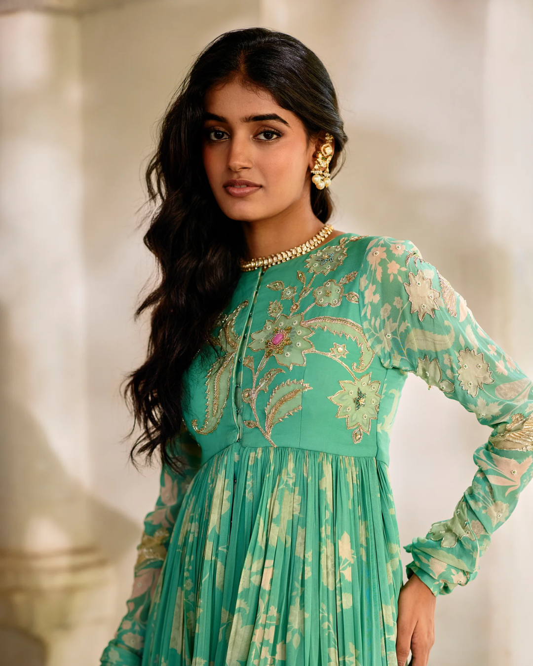 Paulmi and Harsh - Moa Anarkali Set from Tara