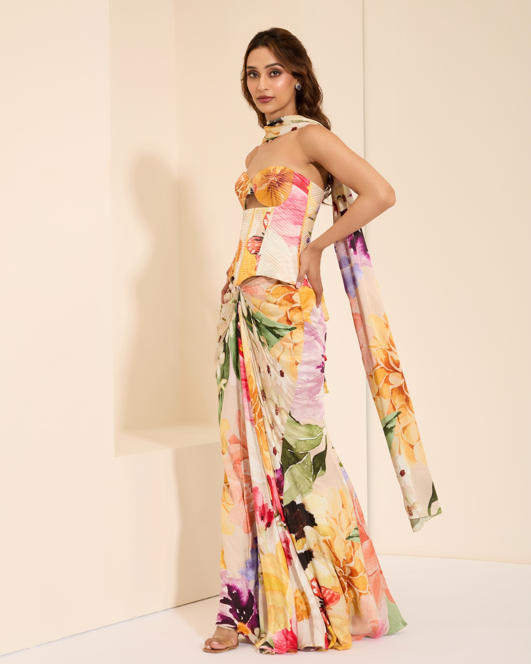 K&A by Karishma and Ashita - Serene Whispers Corset & Drape
