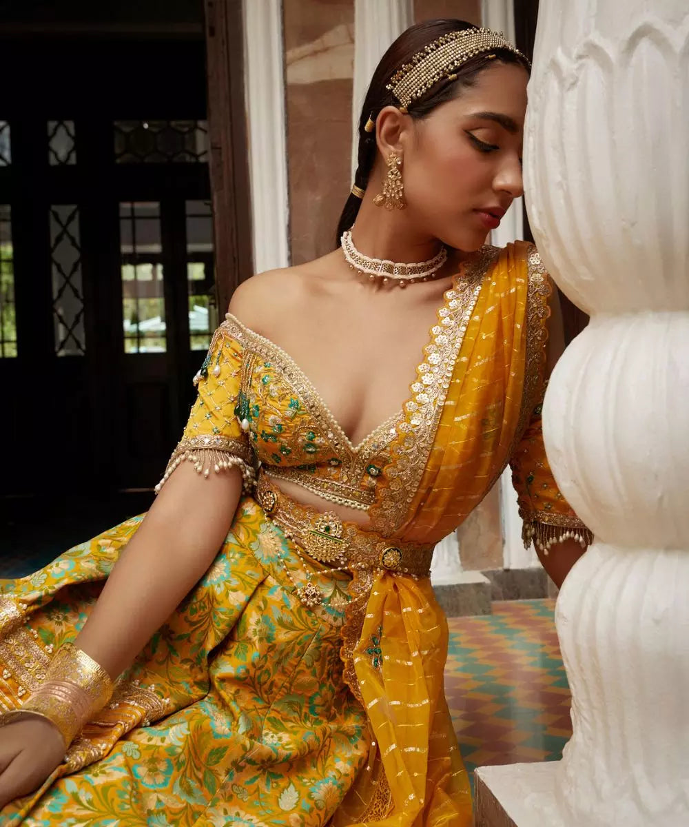 ADITI GUPTA - Big floral 3print Lehenga set