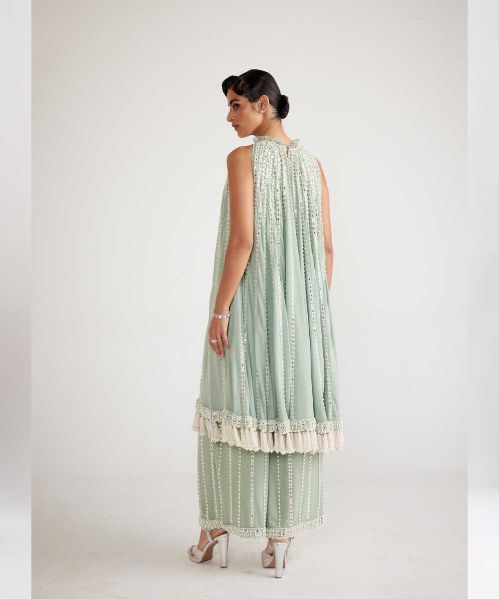 Powder Mint Green Chandelier Drop Kurta Set - Collection name Piroi by Vvani vats