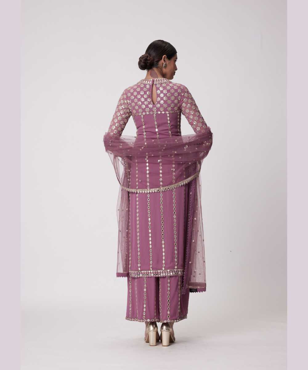 MUD  MAUVE STRAIGHT KURTA SET - Jugmug Bride by Vvani Vats