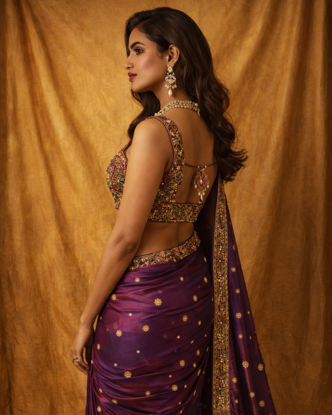 Banjara Trail - Plum Handcrafted Saree