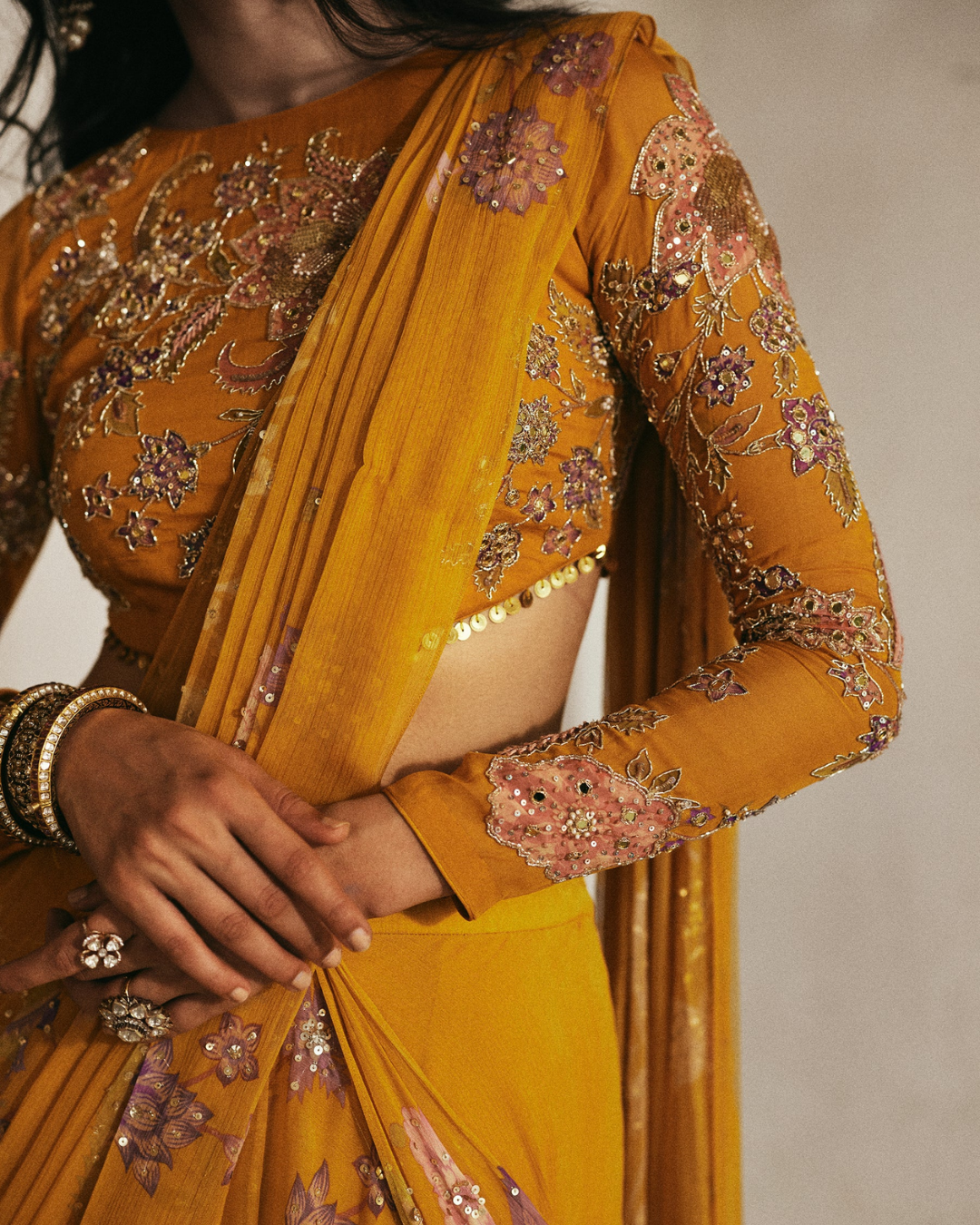 Paulmi and Harsh - Moon Saree Set from Tara