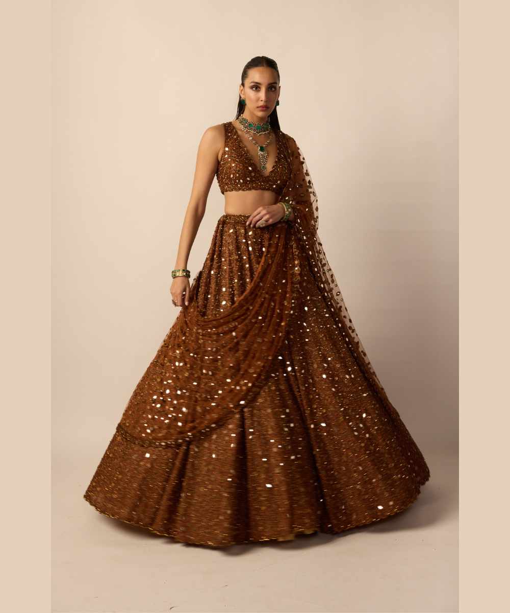 Metallic Copper Lehenga Set