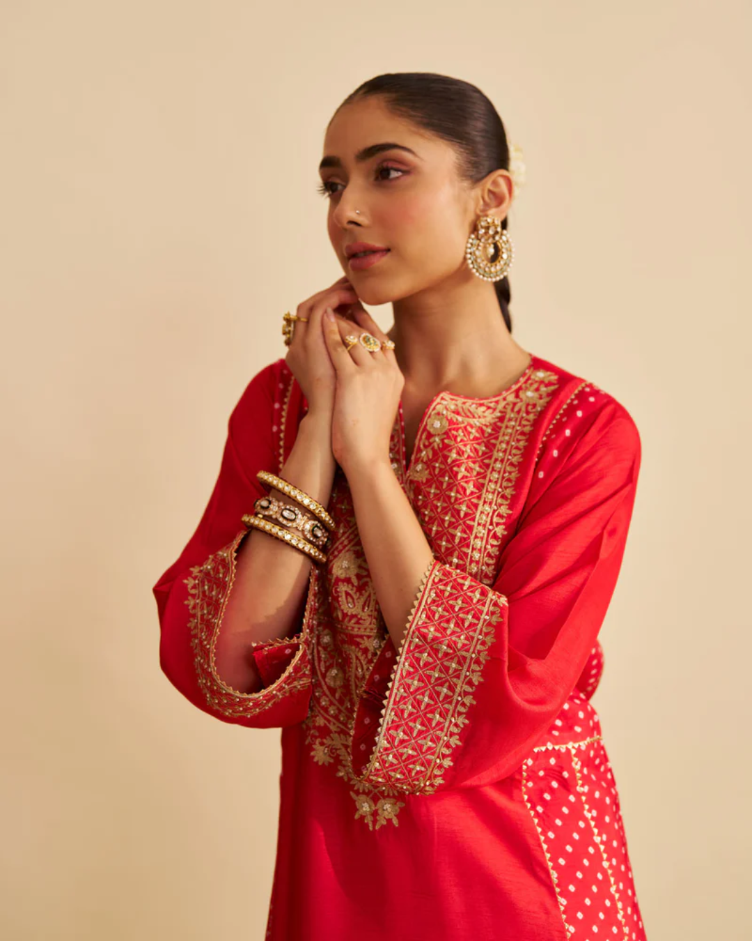 Sheetal Batra - Esra Red Long Chauga With Salwar from Gulbandh