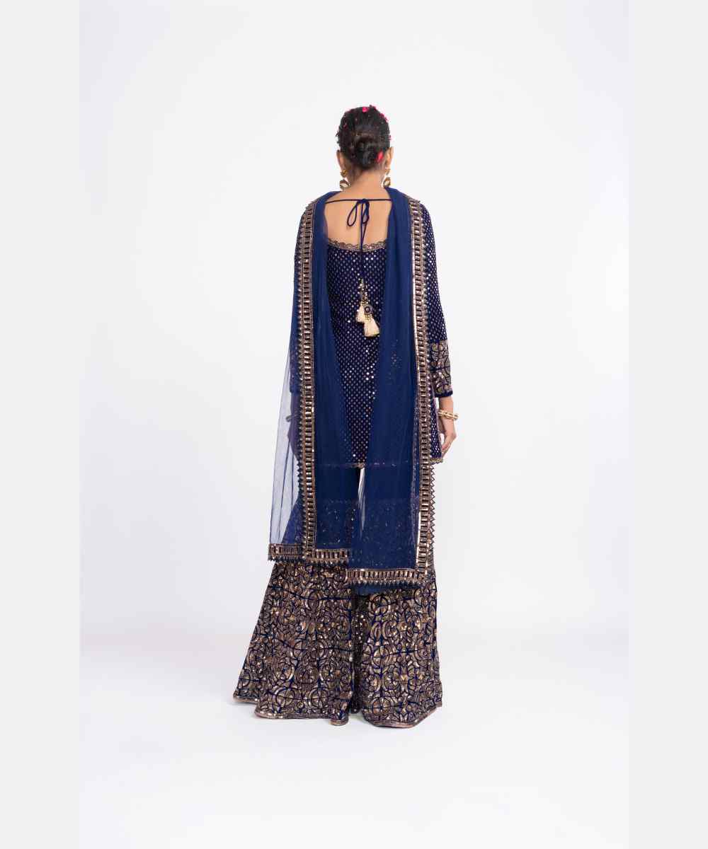 Navy blue kurta sharara set