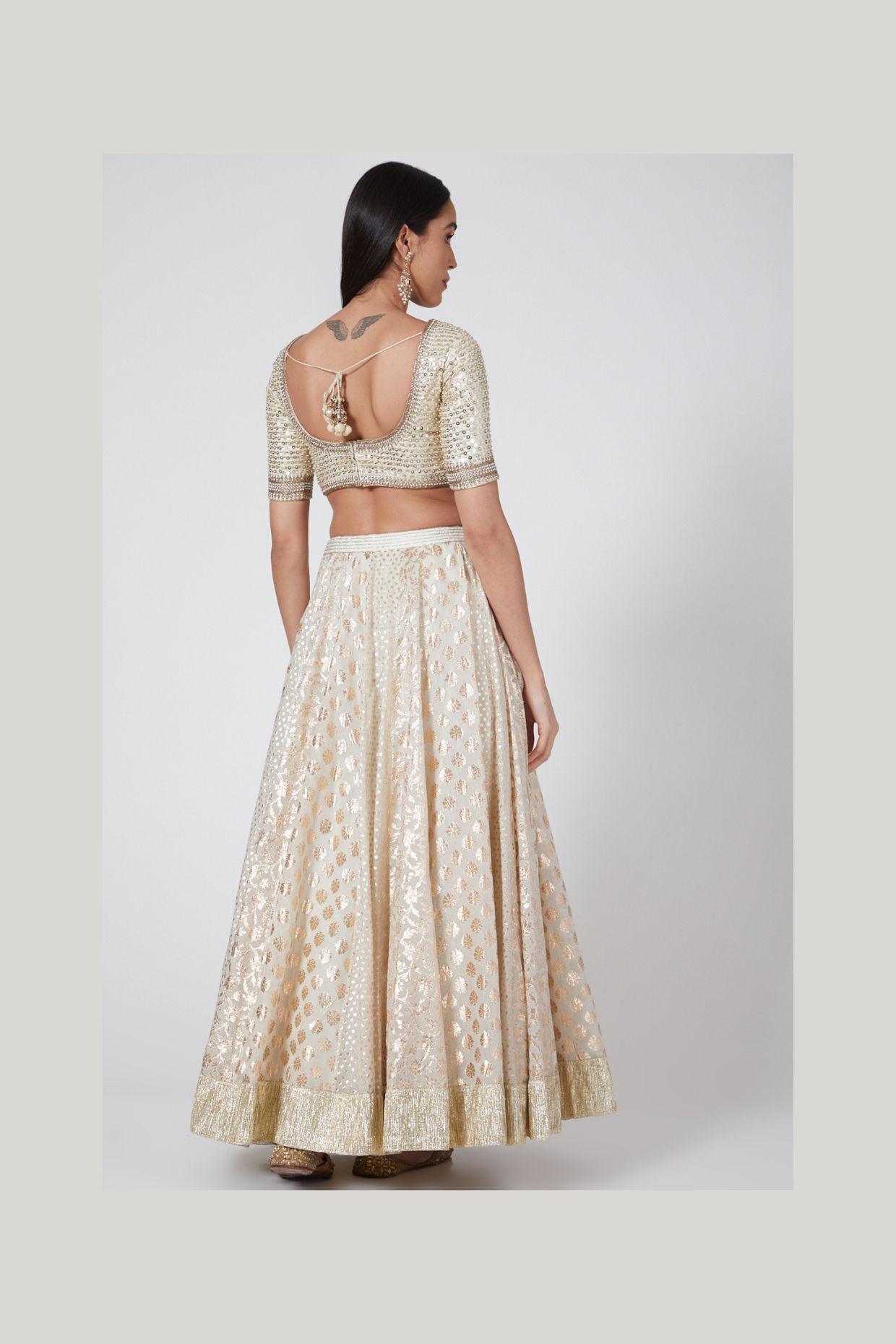 IVORY CHANDERI LEHENGA SET - Tranquile collection by Priyanka Jain