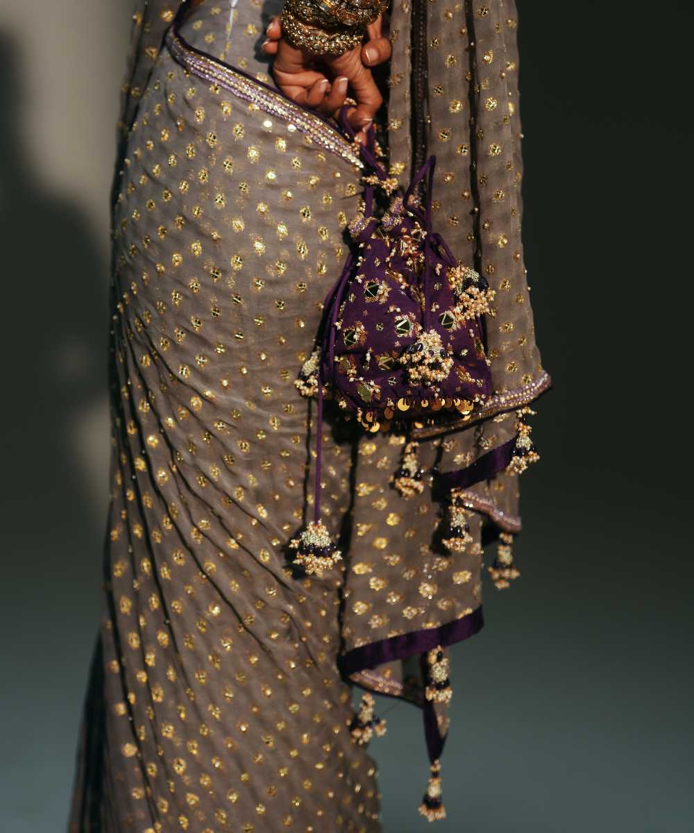 TIA - SAREE SET - PLAITINUM BLOUSE - Mehfil by Mahima Mahajan