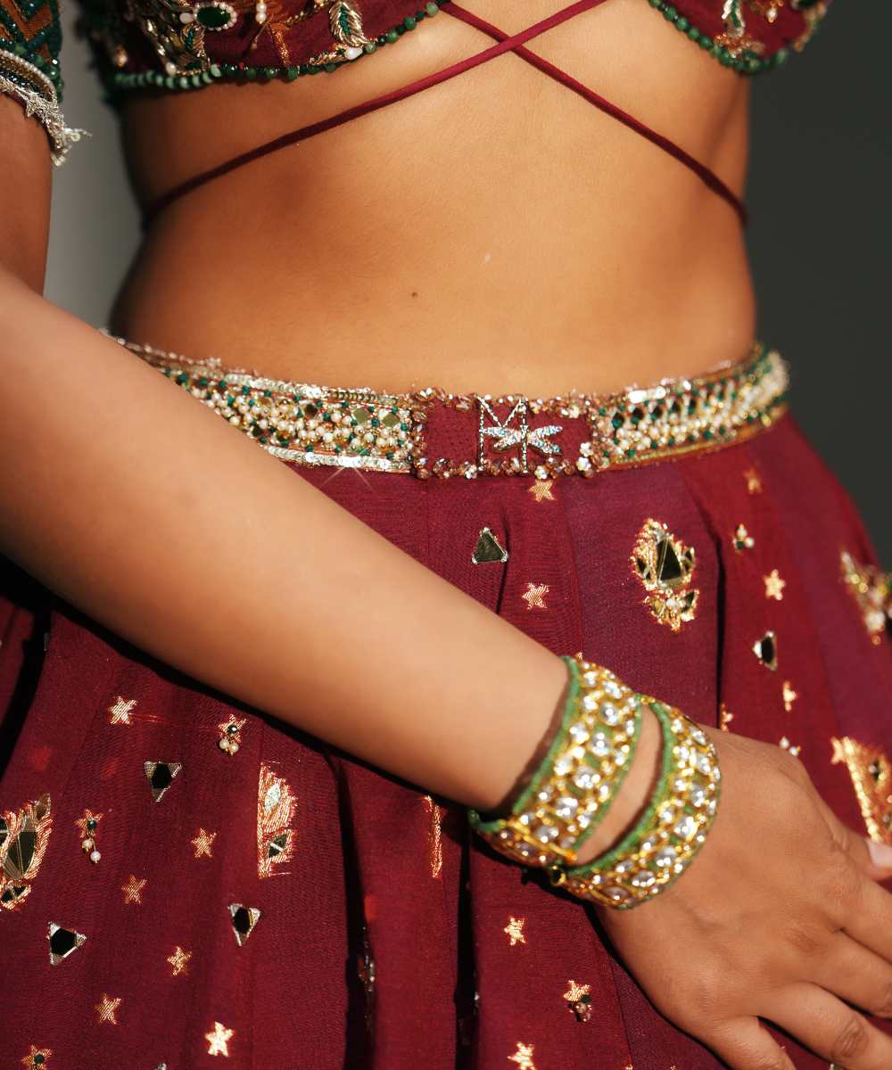 DEVI - HAND EMBROIDERED KALI LEHENGA WITH MM SIGNATURE BLOUSE AND DUPATTA - Mehfil by Mahima Mahajan