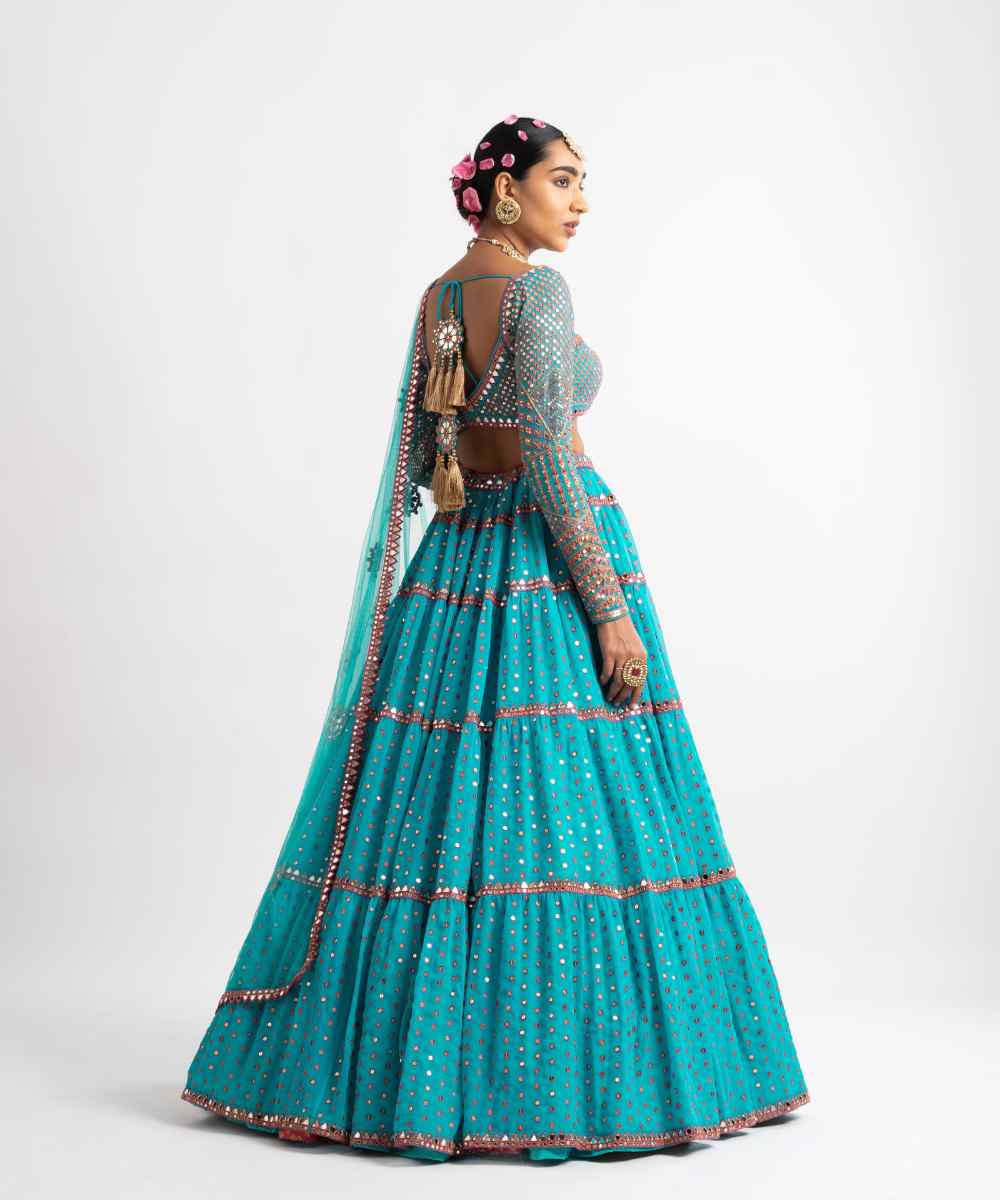 Peacock Green Multi Tier Multi Color Lehenga Set - Collection name Rang by Vvani vats