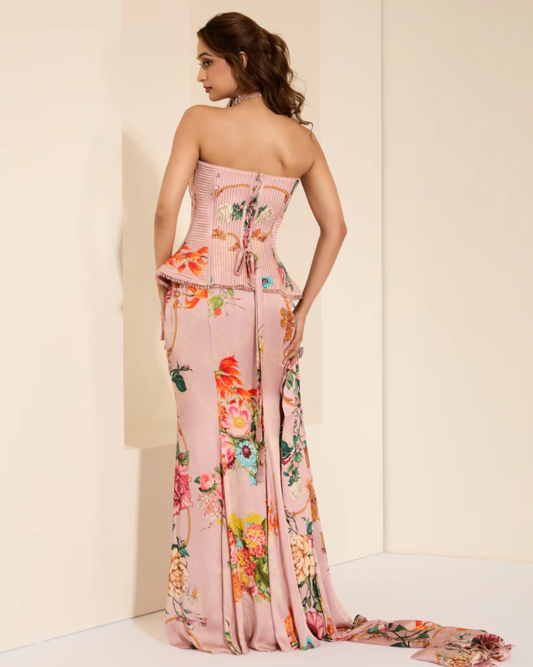 K&A by Karishma and Ashita - Periwinkle Glow Corset and Drape