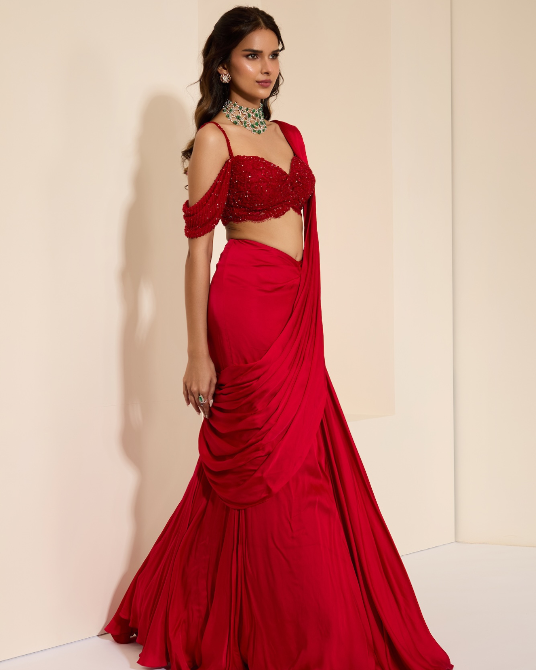 K&A by Karishma and Ashita - Scarlett Petal Bustier and Drape
