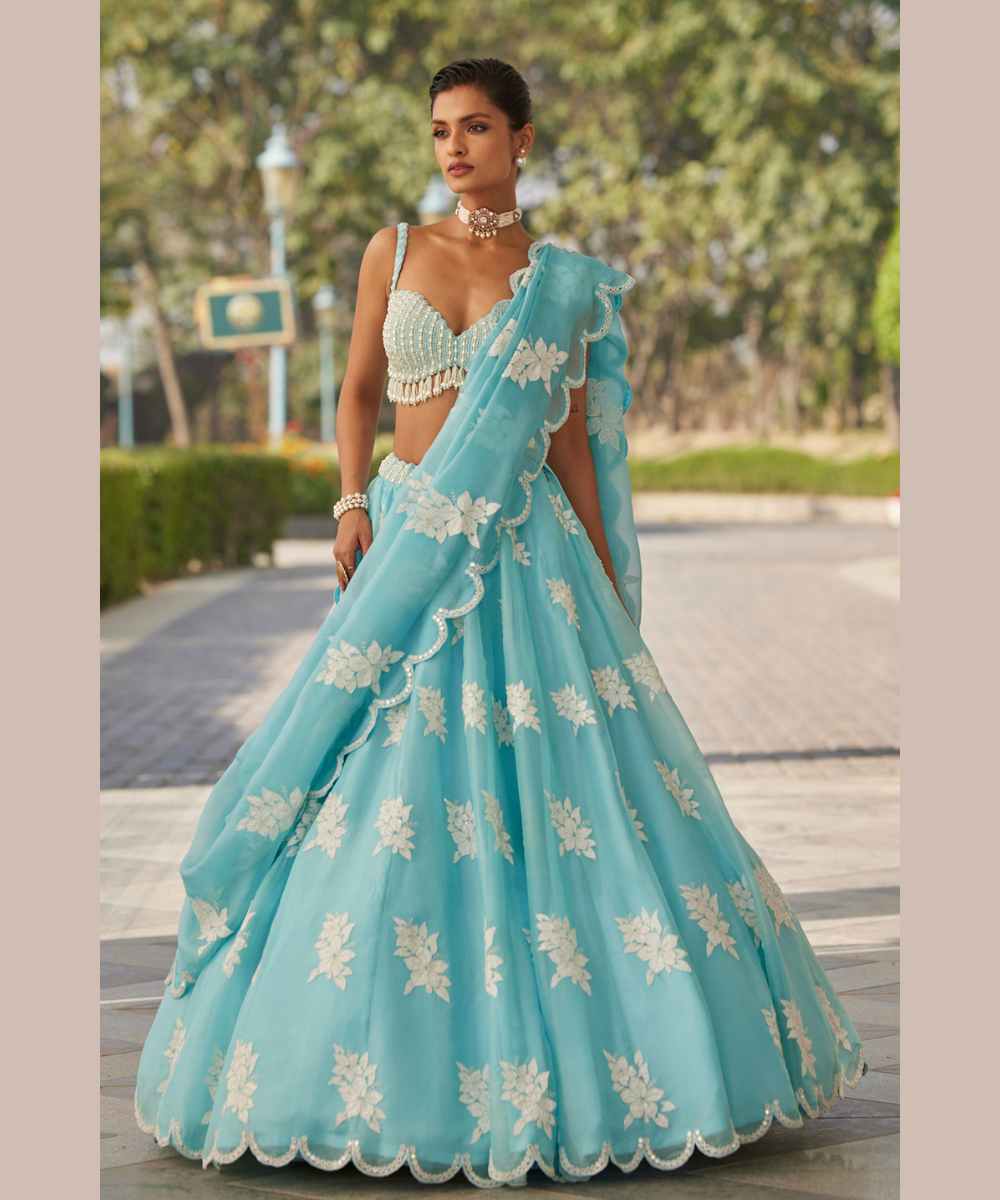 BLUE FLOWER LEHENGA SET