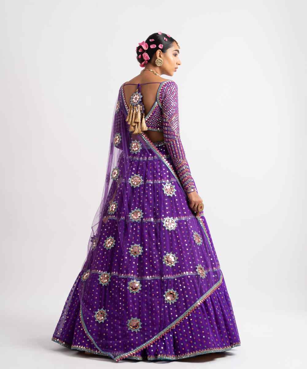 Purple Multi Tier Multi Color Lehenga Set