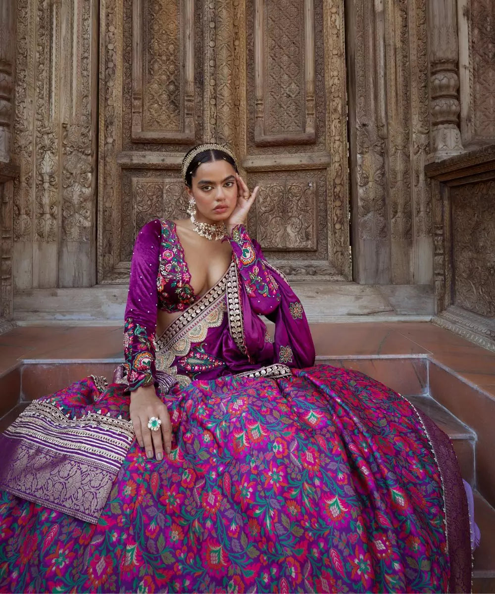 ADITI GUPTA - Big floral 3print Lehenga set