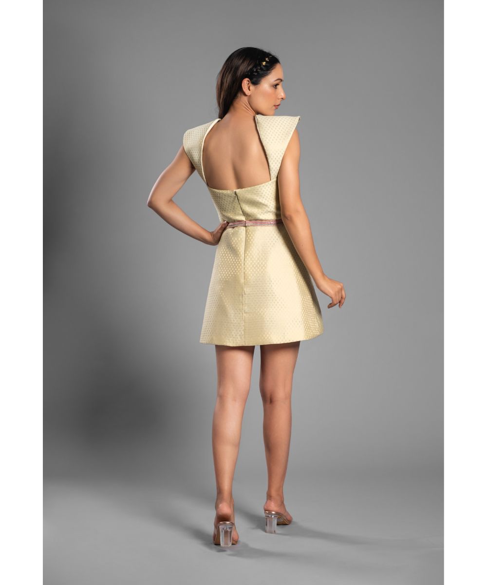 Ivory Brocade Dress with a Sweetheart Neckline