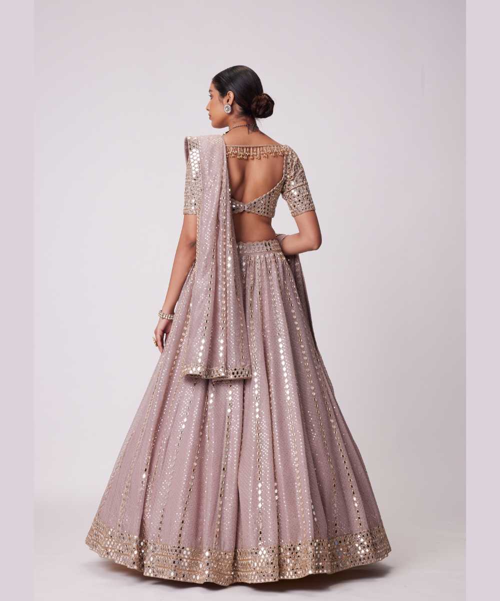 ASH PINK SEQUIN EMBROIDERED LEHENGA SET - Collection name Jugmug Bride by Vvani Vats