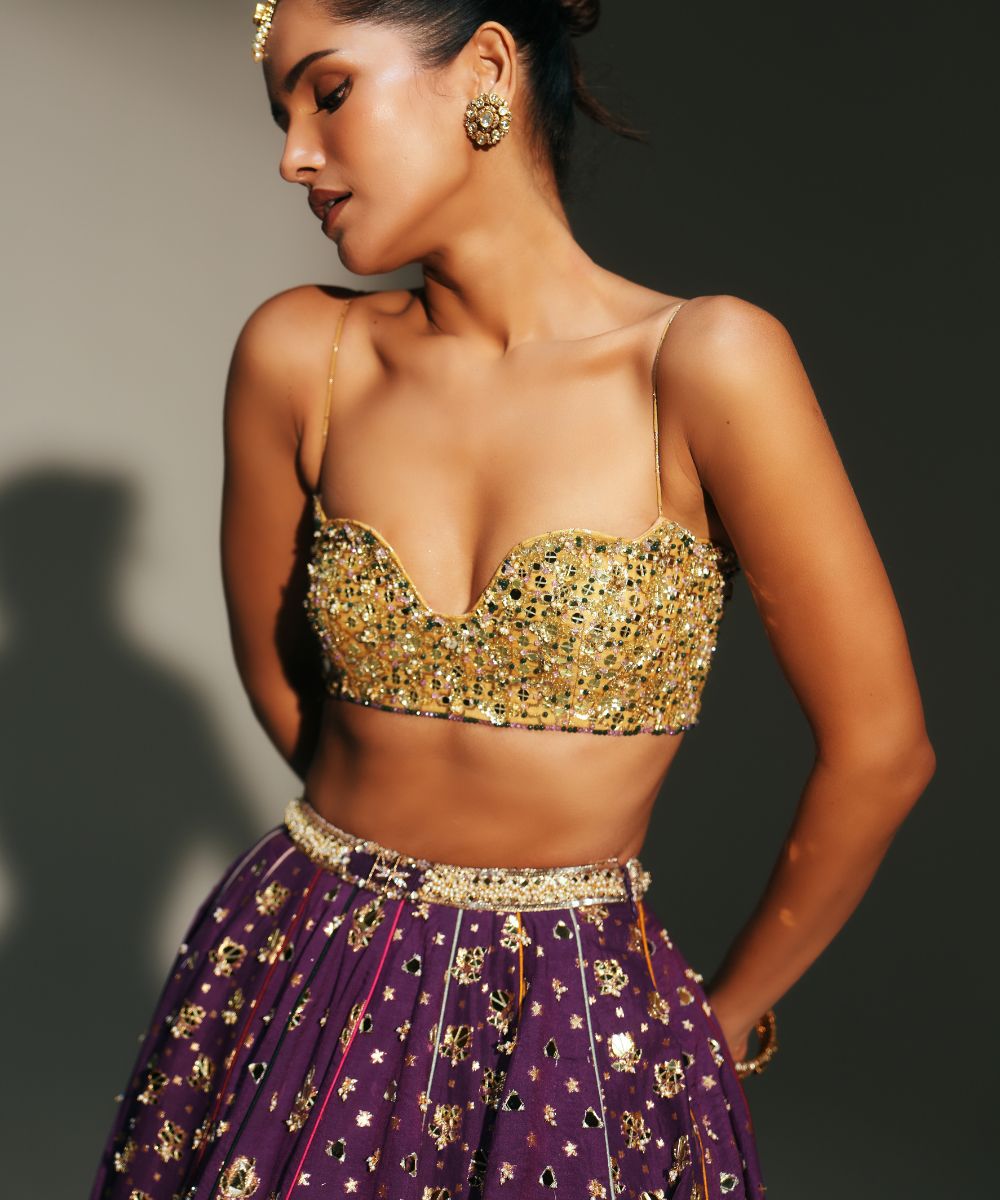 TRISHA - HEAVY HAND EMBROIDERED GRAPEVINE LEHENGA - Mehfil by Mahima Mahajan