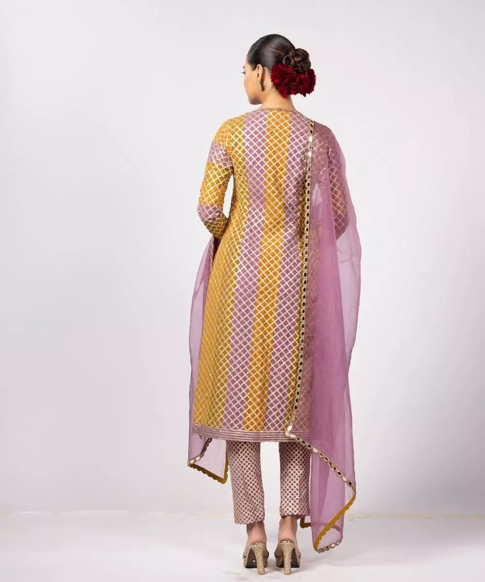 VVANI VATS - Mustard multicolor Kurta Dupatta Set