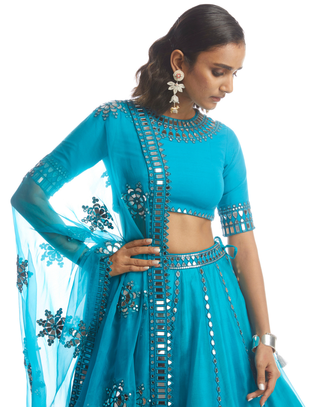 Vvani Vats -  Turquoise Blue Lehnga Set from Chamak