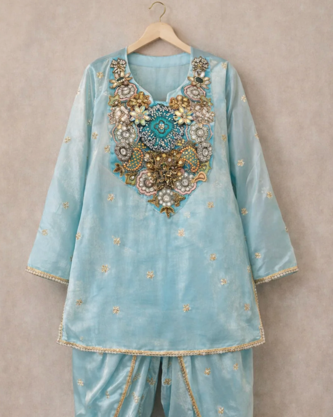 Banjara Trail - Noor Jahan Aqua Embellished  Co-ord Set