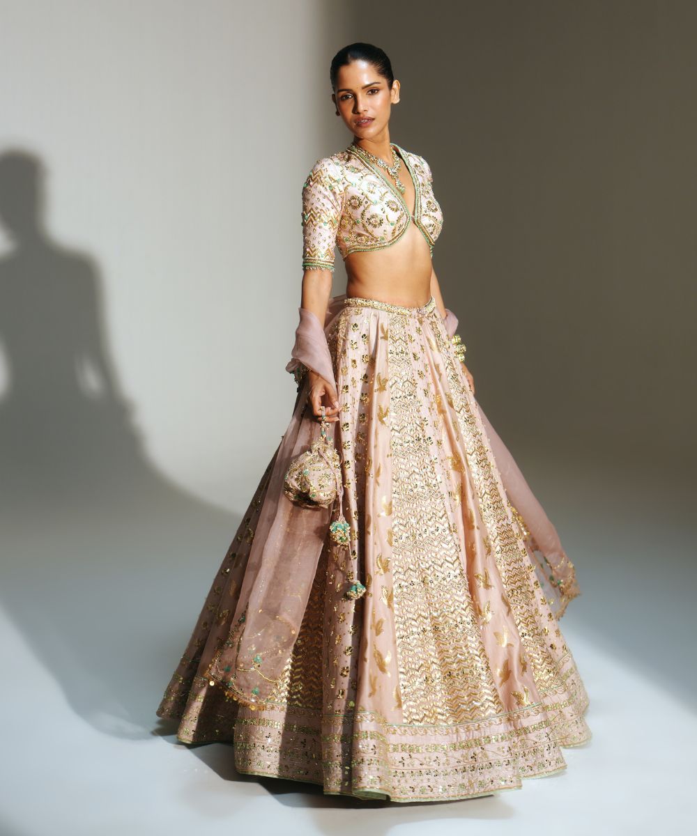 BLUSH PINK HAND EMBROIDERED POTLI BAG - Mehfil by Mahima Mahajan