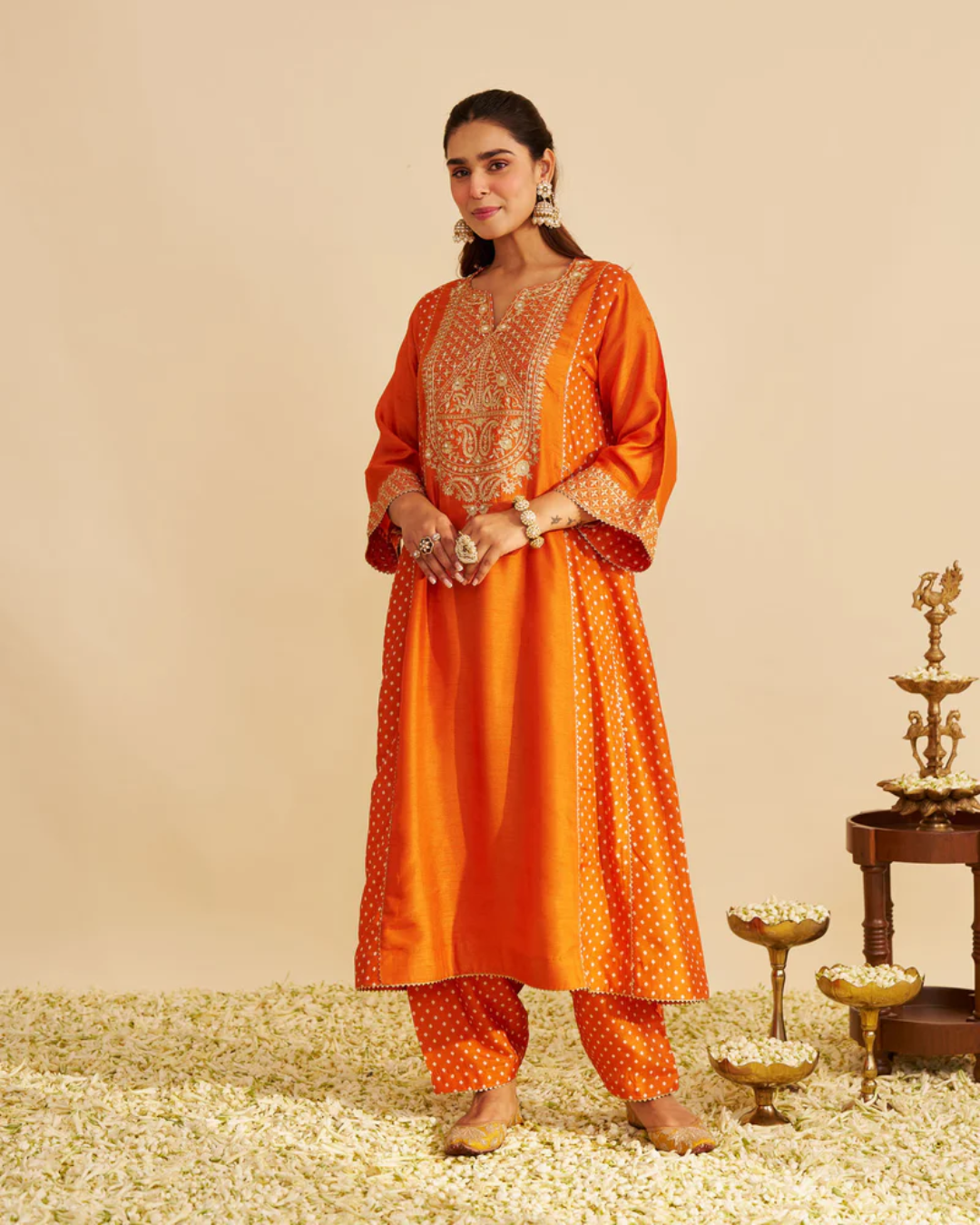 Sheetal Batra - Esra Orange Long Chauga With Salwar from Gulbandh