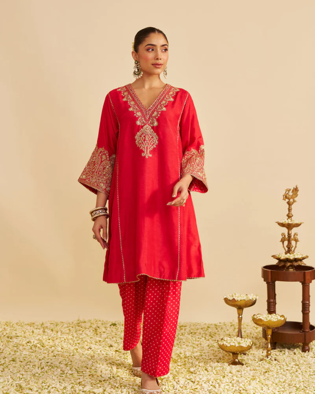 Sheetal Batra - Niyah Red Short Chauga With Salwar from Gulbandh