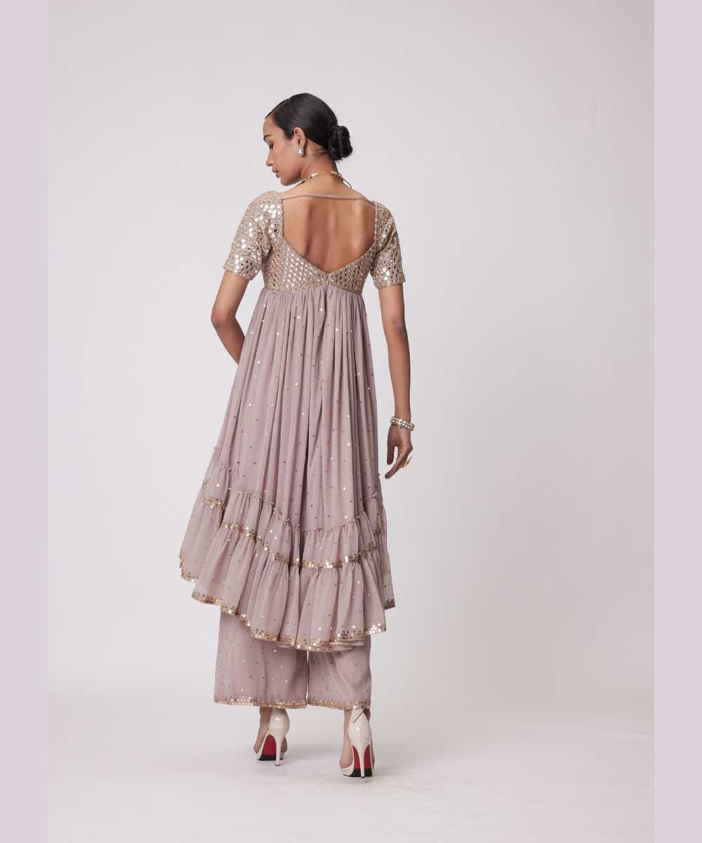 ASH PINK HIGH LOW KURTA SET -  Jugmug Bride by Vvani Vats