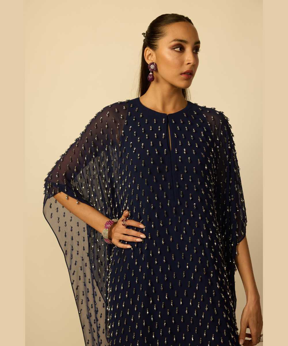 Deep Blue Silver Drop Kaftan