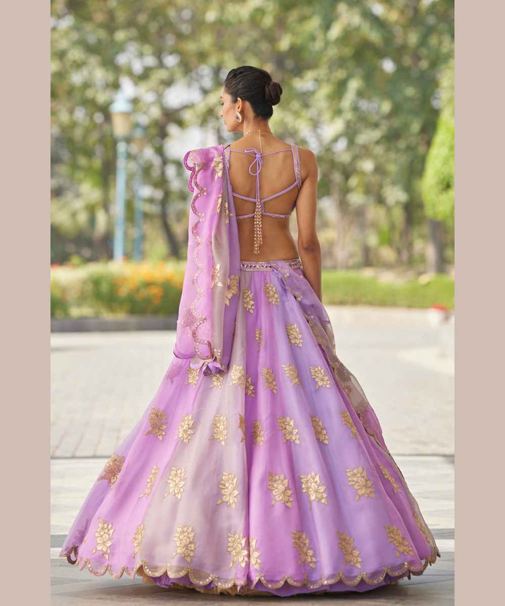 Mauve multicolor Flower Lehenga Set