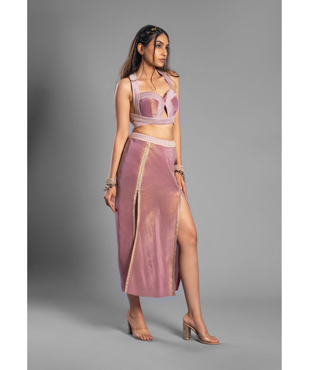 Lavender tissue Indo Western Skirt Top