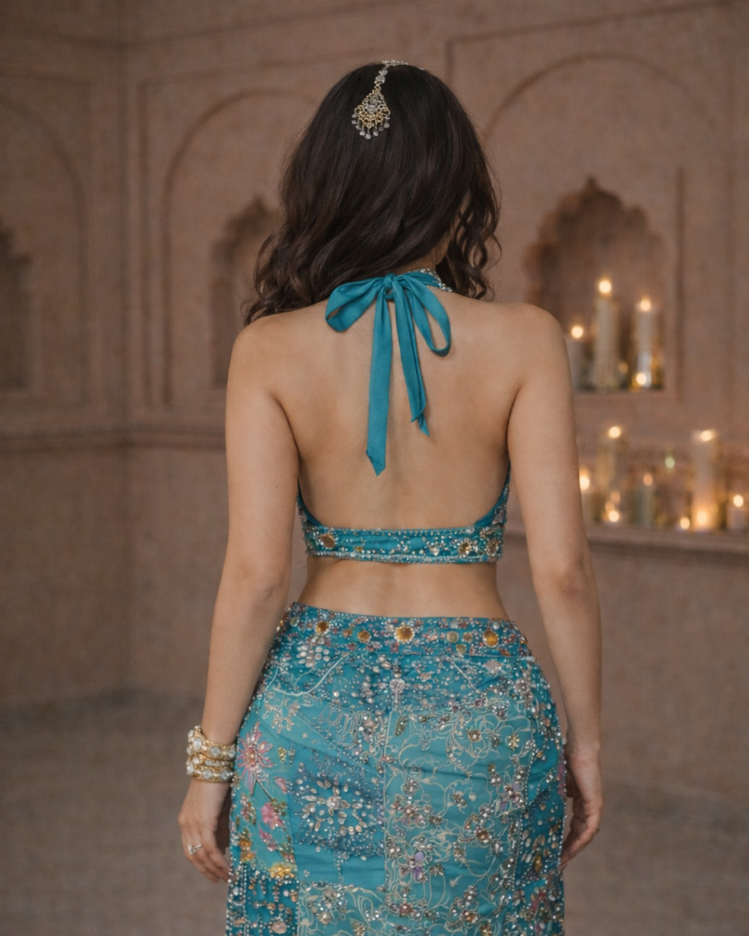 Banjara Trail - Dazzling Blue Embellished Skirt & Top Set