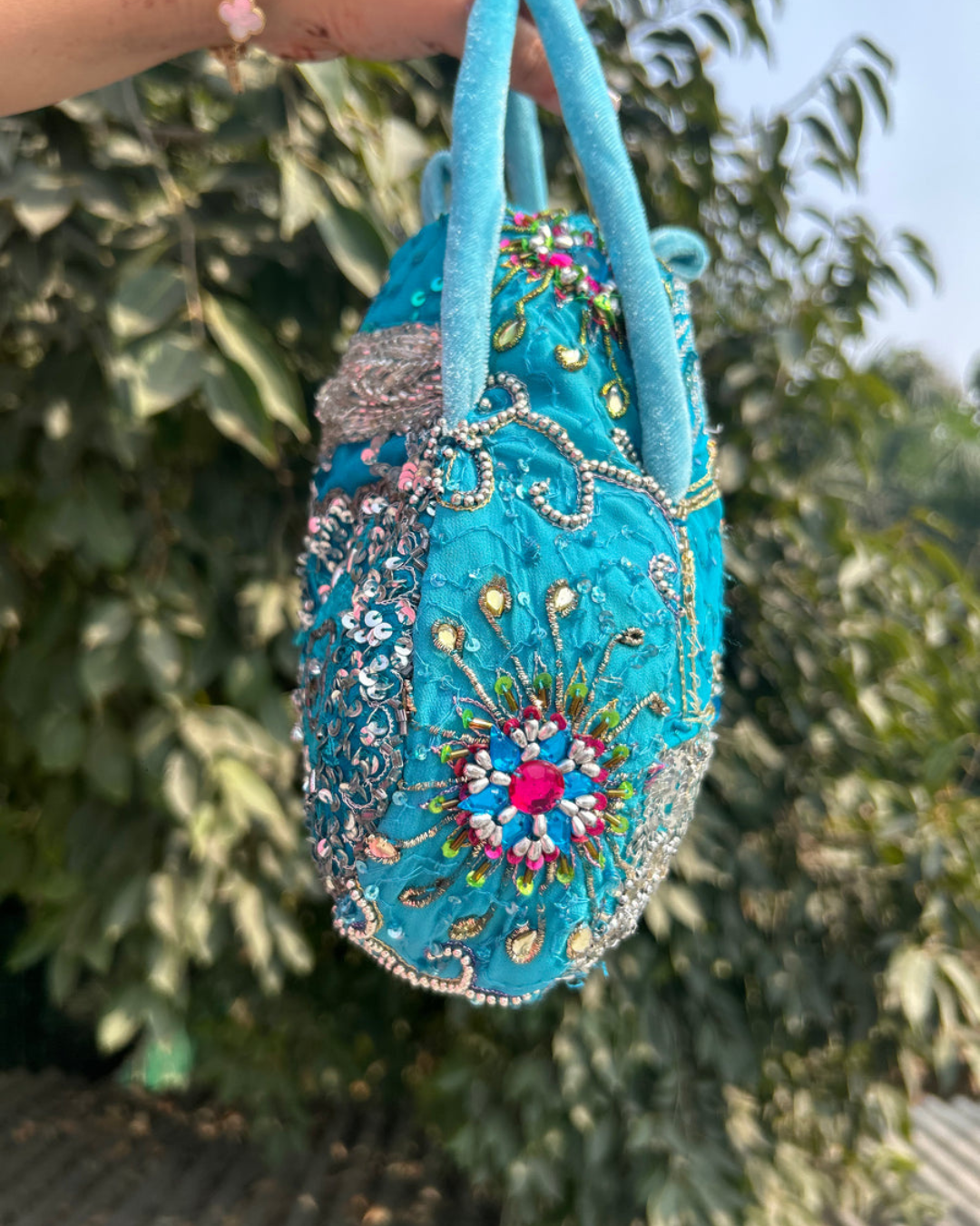 Banjara Trail - Aqua Royal Heirloom Embellished Potli