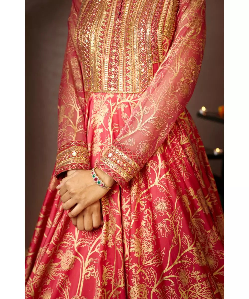 MOLEDRO - Baani Anarkali  Pink Floral Anarkali