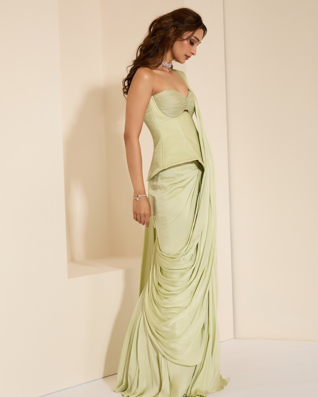 K&A by Karishma and Ashita - Mint Muse Corset and Drape