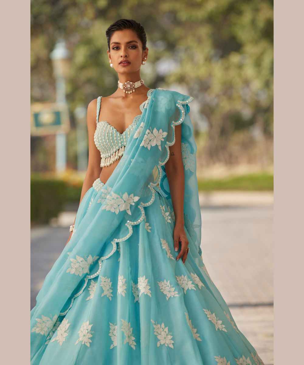 BLUE FLOWER LEHENGA SET
