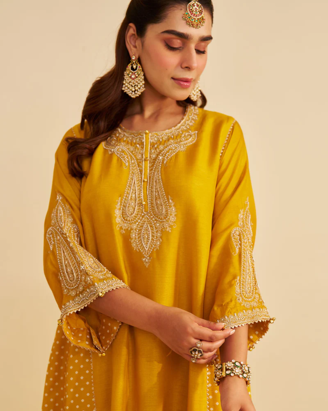 Sheetal Batra - Jeriah Heirloom Mustard Short Chauga With Salwar from Gulbandh