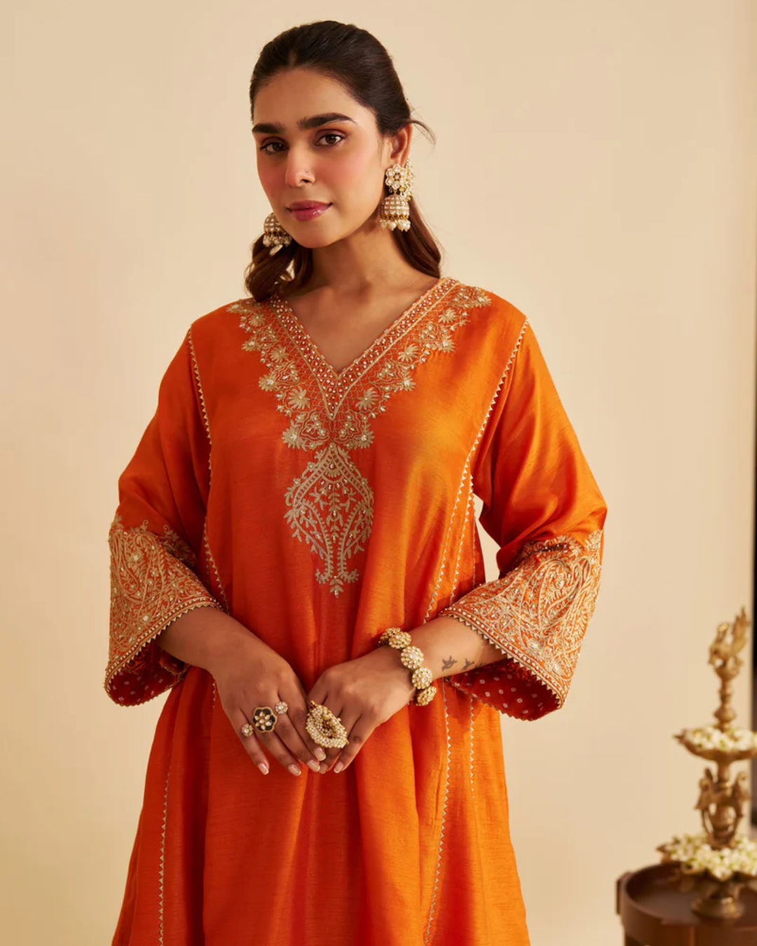 Sheetal Batra - Niyah Orange Short Chauga With Salwar from Gulbandh