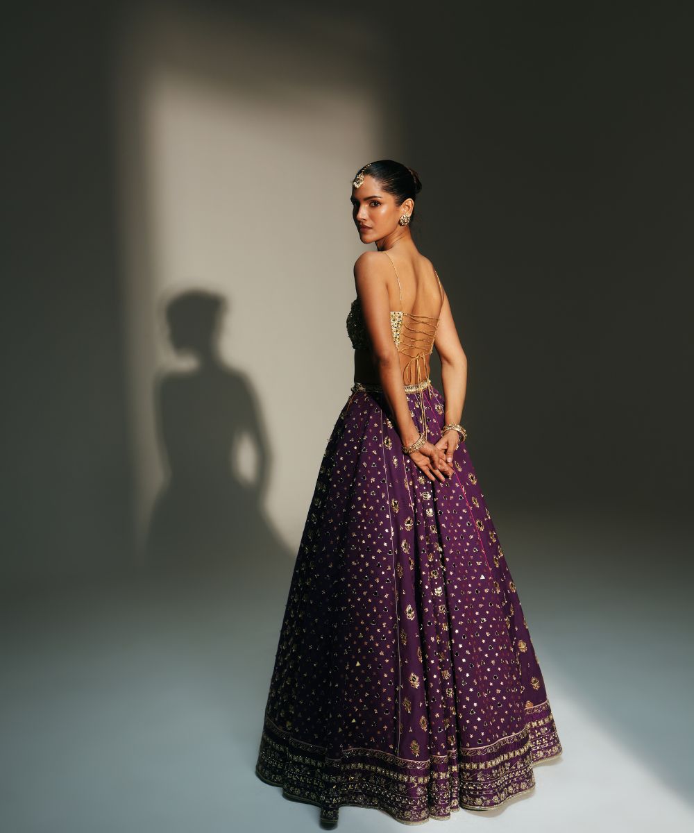 TRISHA - HEAVY HAND EMBROIDERED GRAPEVINE LEHENGA - Mehfil by Mahima Mahajan