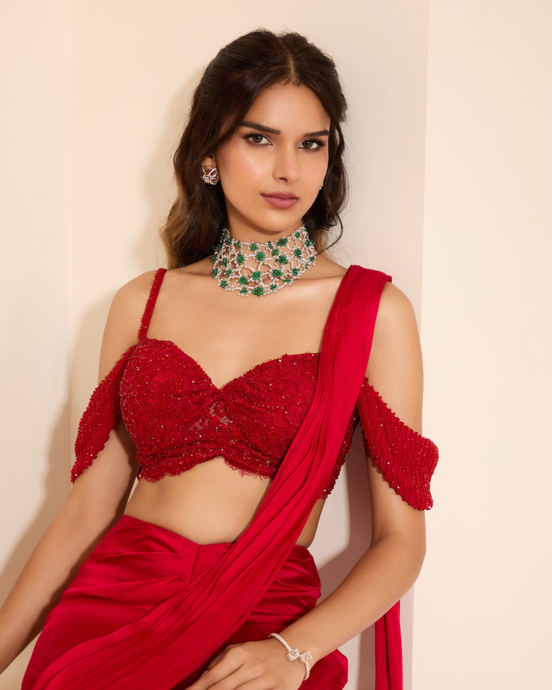 K&A by Karishma and Ashita - Scarlett Petal Bustier and Drape