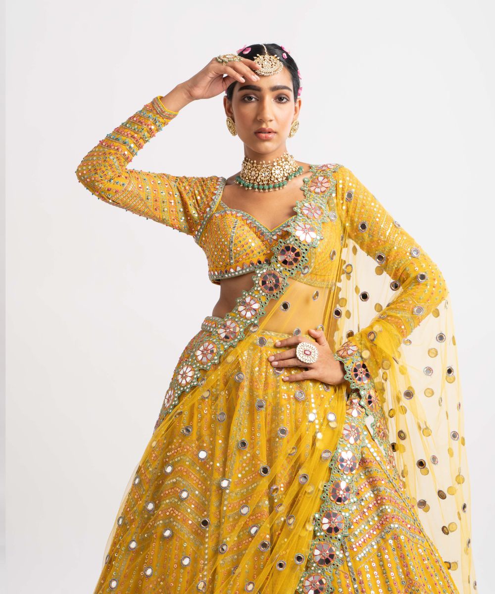 Yellow Heavy Multi Color Lehenga Set - Collection name Rang by Vvani vats