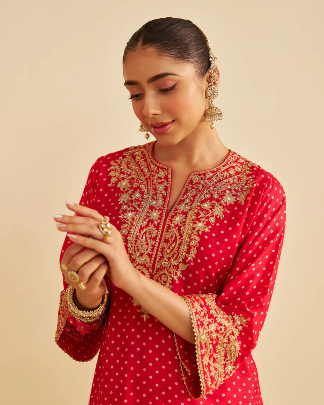 Sheetal Batra Shezia - Red Long Chauga With Salwar from Gulbandh