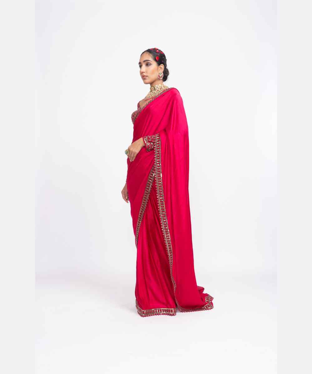 Red sarin saree set